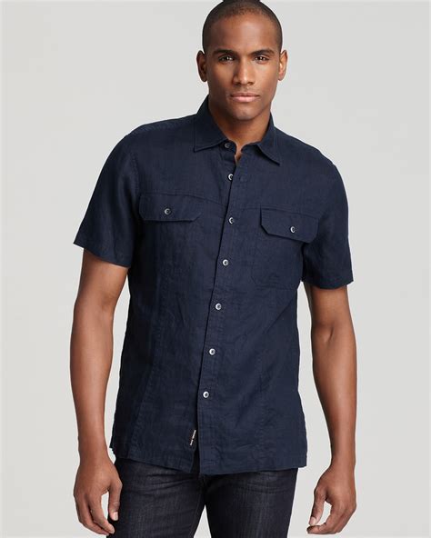 michael kors short sleeve dress shirt|michael kors linen shirt.